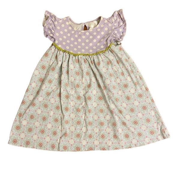 Matilda Jane Good Hart Walloon Lake Pearl Dress Lilac Polka Dot Blue Floral Sz 8 - Picture 1 of 3